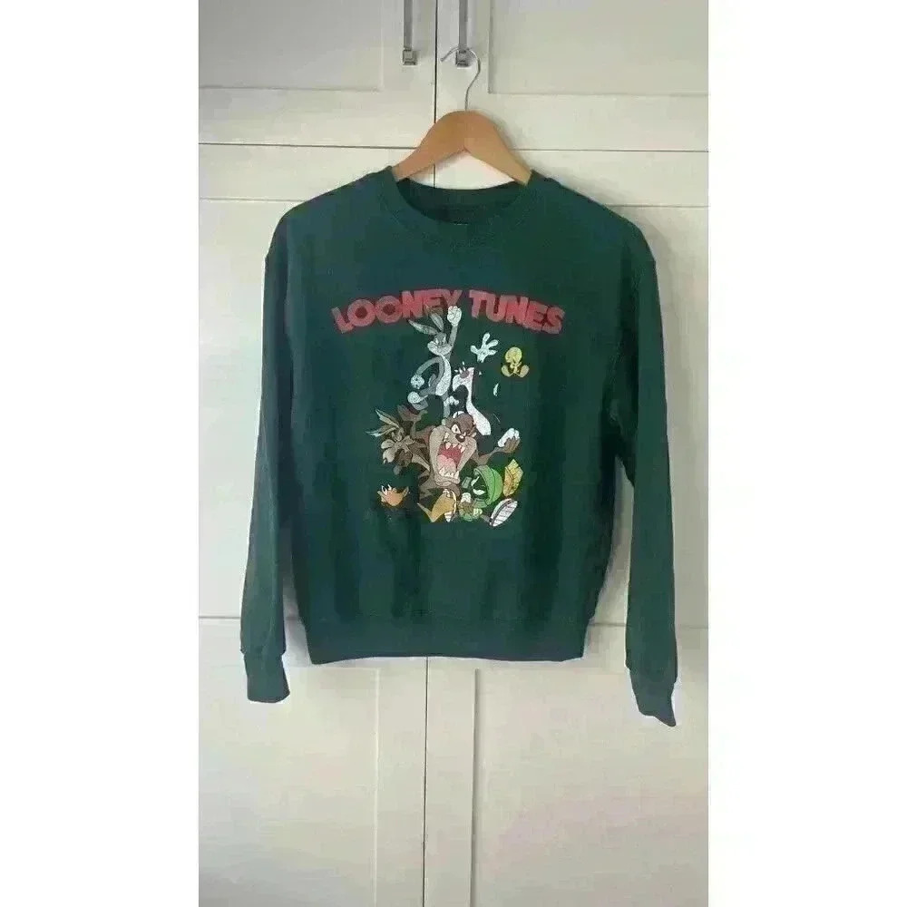 Vintage Looney Tunes Crewneck Sweatshirt Green Size Small Womens